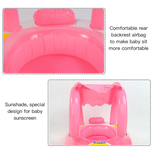 Baby Uppblåsbar poolflotta med cover, för småbarn från 3 till 36 månader gammal Simträning Pink