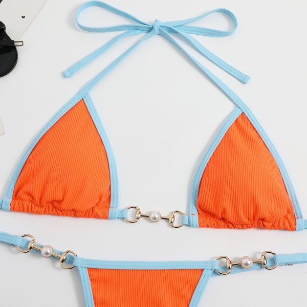 Sexiga bikiniset för damer Miniatyrtrosa i spets för kvinnor Badkläder Badkläder Push Up Orange