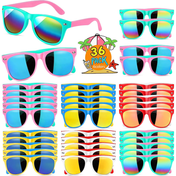 12/24/36Pack Neonsolglasögon med UV-skydd i bulk för barn, barnsolglasögon bulk, barnsolglasögon festfavorit, pojkar och flickor 3-6 år 36pack Kids Sunglasses