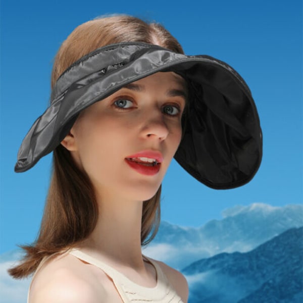 Sommarsolhatt Justerbar strandhatt för dam Hatt med bred brätte UV-skydd Navy Blue