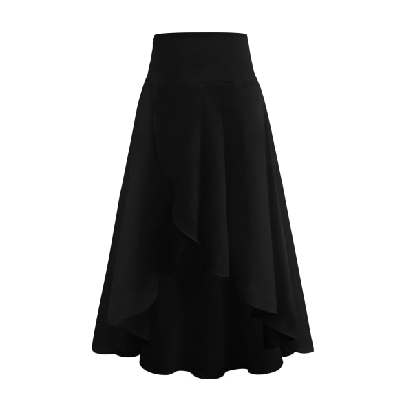 Dam bohemisk resår i midjan Asymmetrisk omlott Lång kjol sommar maxiklänning Black