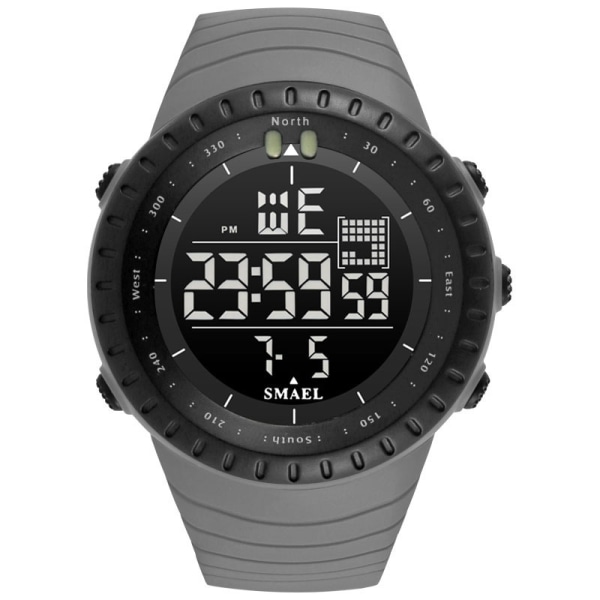 Watch Vattentät Sport Militär Analog Quartz LED Digital Armbandsur Gray