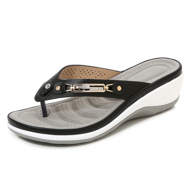 Soft Cushion Flip-flop sandaler Damer Slippers sommarskor Black 37