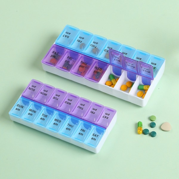 1st Praktiskt 14 Fack Medicinask Tablettask Dosett MultiColor MultiColor L