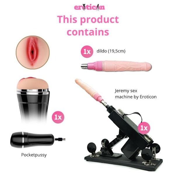 Sexikone - Jeremy - Kauko-ohjattava - 440 iskua/min - Unisex - Säädettävä kulma 120° Sort, hudfarve