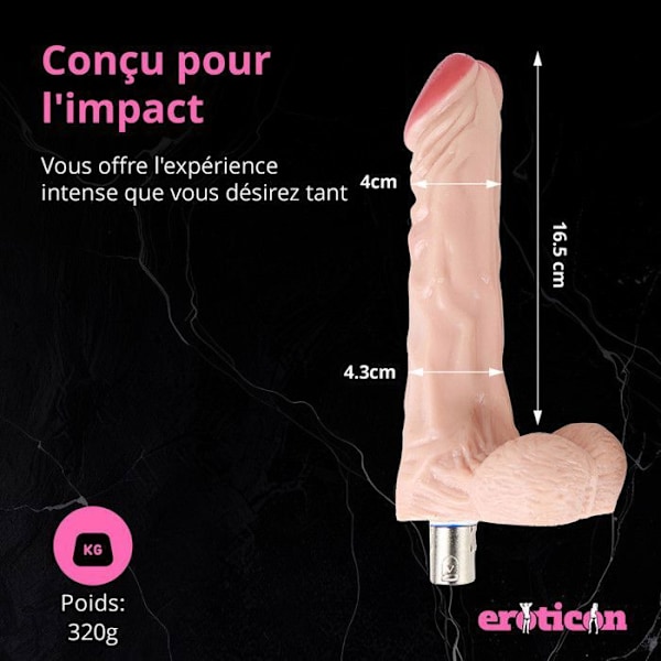 Gode - Eroticon - Realistinen - 16,5 CM - Emätin- ja anaalikäyttöön - Liitin 3XLR Hud