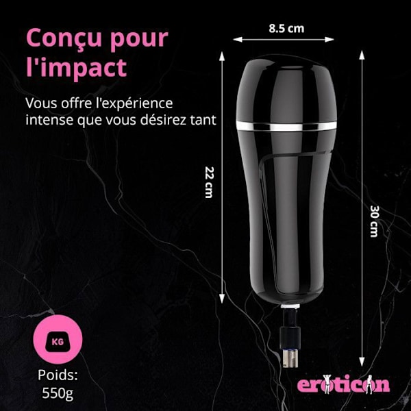 Eroticon Pocket Pussy - Realistisk masturbator - Tilbehør til sexmaskine - Tilbehør - 3XLR tilbehør Svart