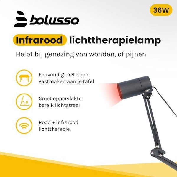 Bolusso industriel infrarød lampe til muskel- og ledsmerter - Lampe - Infrarød terapi 36W