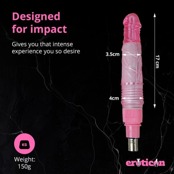 Gode - Eroticon - 19 cm - Rosa - Rynkad skaft - 3XLR-kontakt - Universell Ros