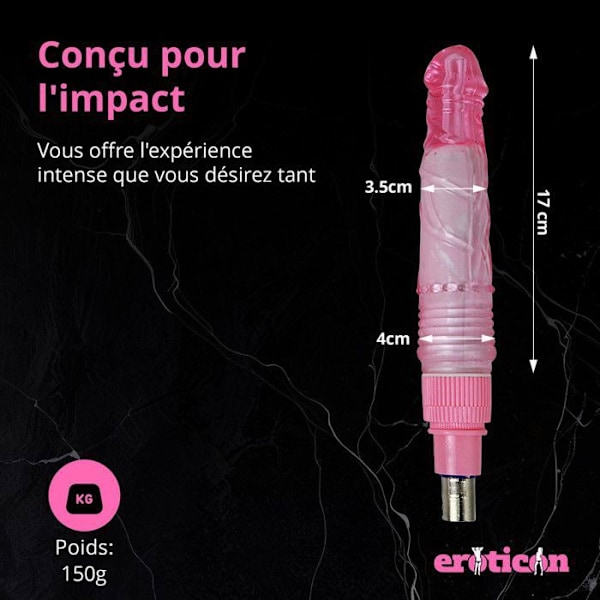 Gode - Eroticon - 19 cm - Ruusu - Rypytetty varsi - 3XLR liitin - Yleinen Rosa