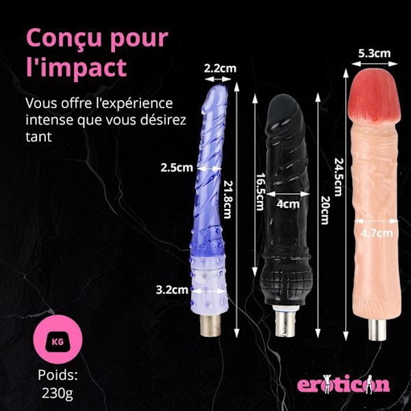 Godes réalistes - Eroticon - Long Pecker Bundle - 3 osaa - 20-24,5 cm - Yhteensopiva 3XLR Blå, Hud, Svart