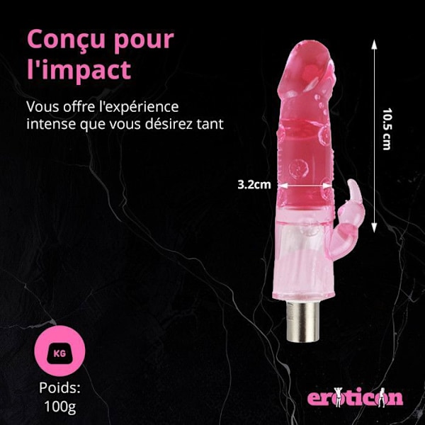 Vedenpitävä dildó - Eroticon - 10,5 cm - Liitin 3XLR - Turvallinen PVC - Unisex Rosa