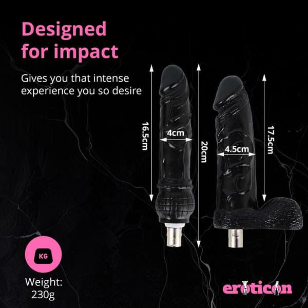 Tilbehør til dildos - Eroticon - Tyrone Black - Sæt med 2 - 17,5 cm og 20 cm - Kompatibel med 3XLR Svart