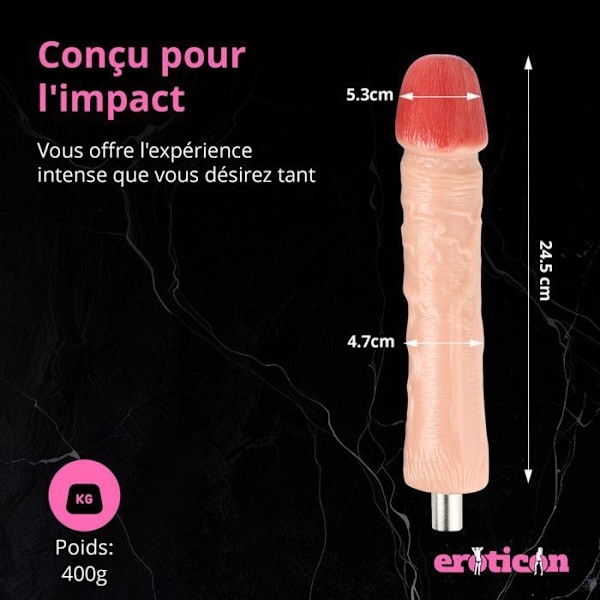 Godemichet - Eroticon - Paksu ja suuri - Insertion 24,5 cm - Lisäosa - Kiinnitys 3XLR Hud