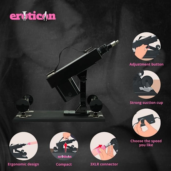 Sexikone - Jeremy - Kauko-ohjattava - 440 iskua/min - Unisex - Säädettävä kulma 120° Sort, hudfarve