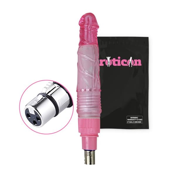 Gode - Eroticon - 19 cm - Rosa - Rynkad skaft - 3XLR-kontakt - Universell Ros