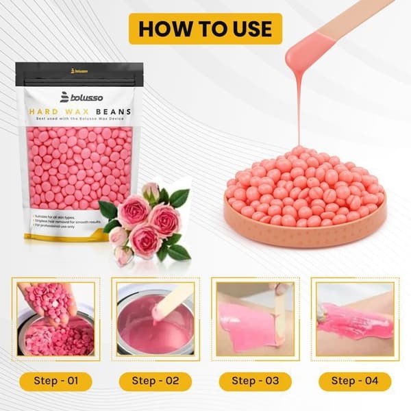 Bolusso Perles af Voks Rosa 100g – Voks til Hårfjerning Uden Strips til Ansigt og Krop – Præcis Hårfjerning, Blød Hud i Lang Tid