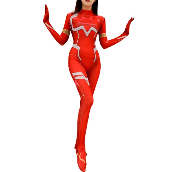 Kvinders rød kampdragt anime rollespilsdragt jumpsuit.k L
