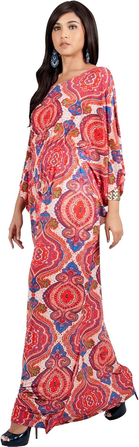 Pitkä Kaftaani Boho-kuvioinen Jersey Väljä Rento Abaya.k S
