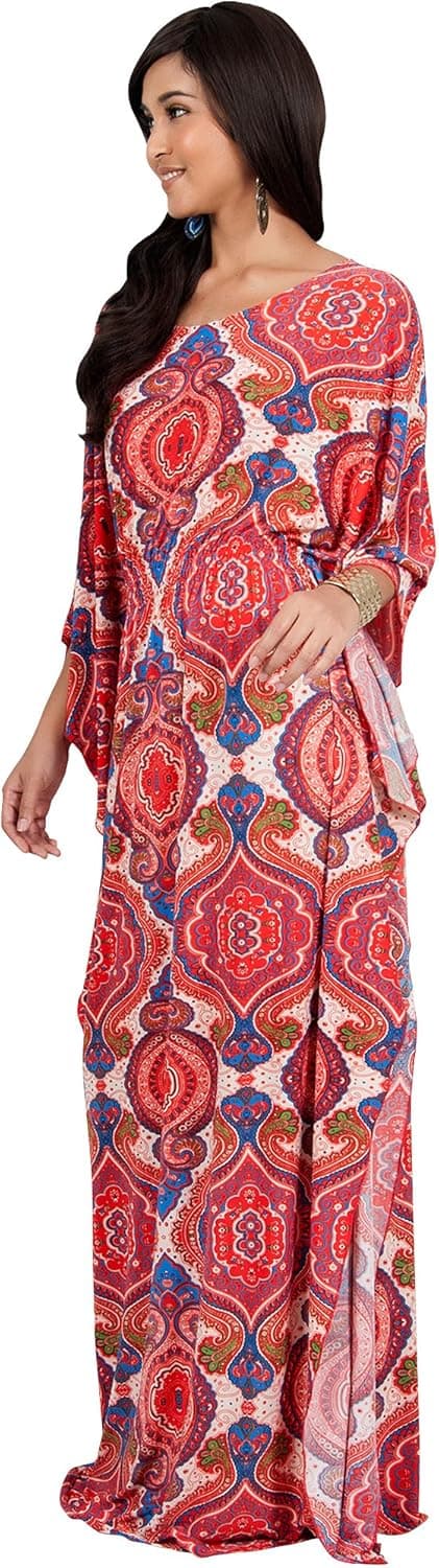 Pitkä Kaftaani Boho-kuvioinen Jersey Väljä Rento Abaya.k S