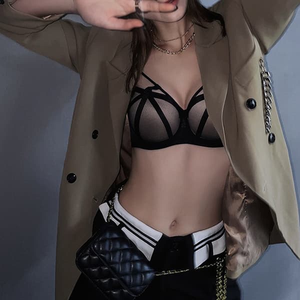 Dame BH Mesh Undertøy Deep-V Push Up Bysteholder.k 34/75AB