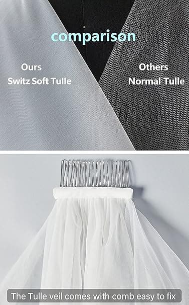 Bryllup Brudeslør Cut Edge 1 Niveau Længde 60cm-80cm Hvid.k