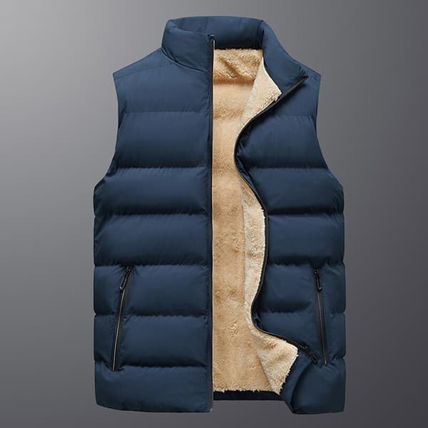 Herrfleeceväst Stativ krage Coat Blue.k Blue L