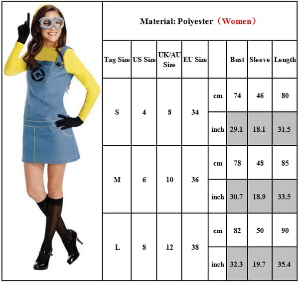 Minions Kostume Cosplay Despicable Me Drenge Piger Tøj Damer Damer.I Womens L
