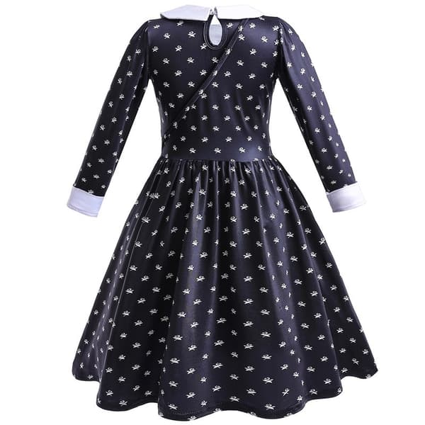 Onsdags Addams Klänning Cosplay Kostym Barn Flickor Fest Svarta Klänningar.z 130cm