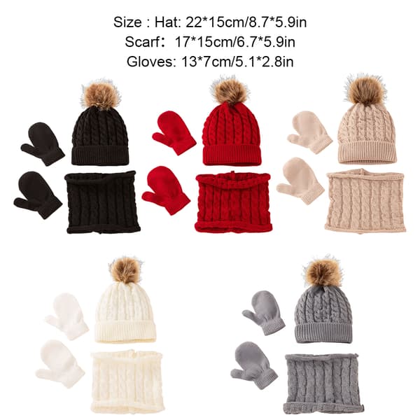 Hue Hat Handsker Sæt *Pom Pom Bobble Hat Farve Uldne Hatter.k White