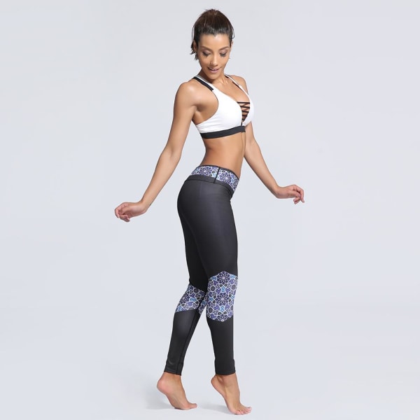 Svarta Yoga Leggings Med Mönster Svart S