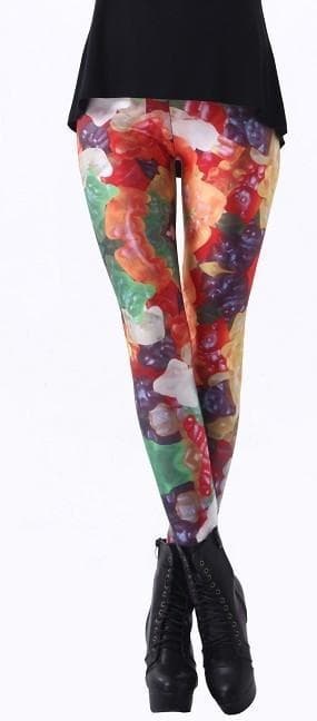 Färgglada Leggings med mönster multifärg XL