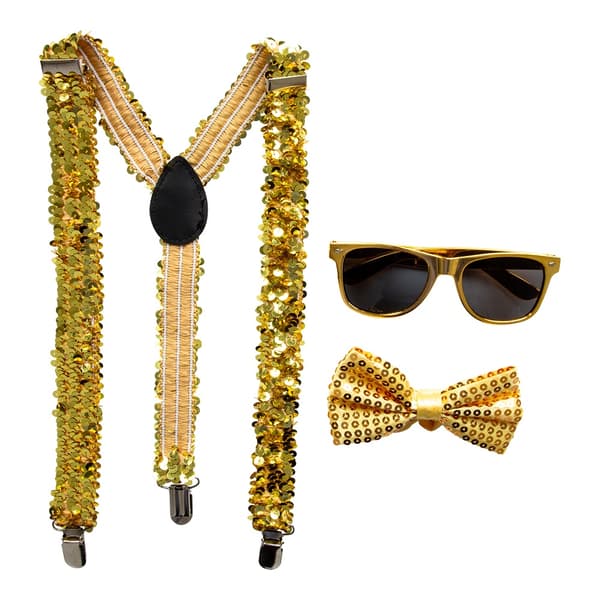 Guld Maskeradkit med Paljetter 3-pack Guld one size