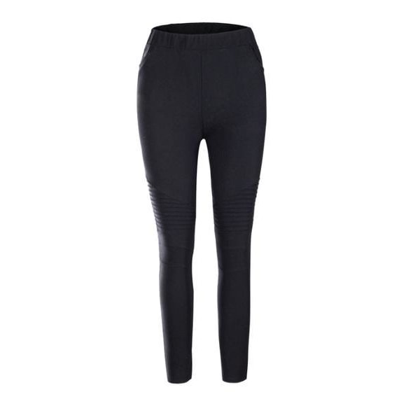 Komfortable sorte elastiske bukser med lommer og mønstrede ben Black XS