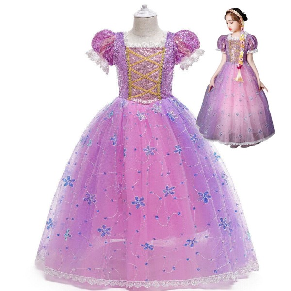 Prinsesse kjole Rapunzel Frost Elsa Anna Maskerade kostume Purple 110 65e7  | Lilla | Fantasy | Fyndiq