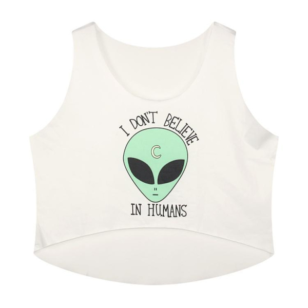 I Don't Believe Crop Topp White M