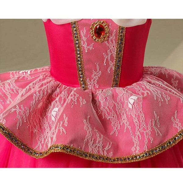 Tyylikäs vaaleanpunainen prinsessamekko Prinsessa Ruusunen naamiaisasu Pink 128