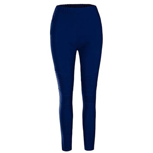 Komfortable marineblå elastiske bukser med lommer og mønstrede ben MarineBlue S