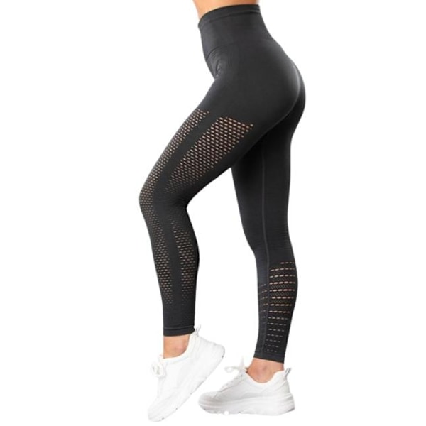 Mörkgrå Seamless Tights Leggings Mesh Mörkgrå S