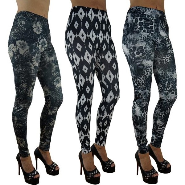 Sömlösa Mönstrade Leggings 3-pack multifärg one size