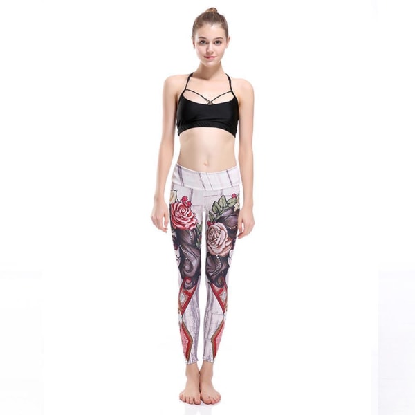 Tatto Woman and Rose Yoga Leggings MultiColor XXXXL