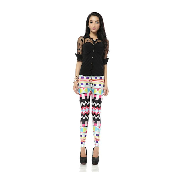 Färgglada Aztec Leggings MultiColor L