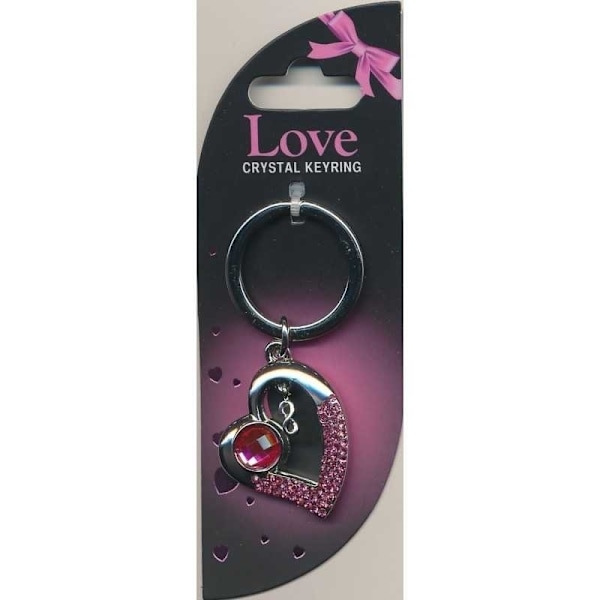 Crystal Keyring Love Hjärta med kristaller Pink one size