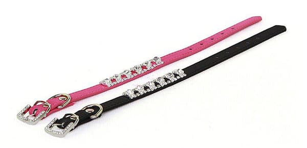 Hundhalsband dekorerad med stenar Pink M