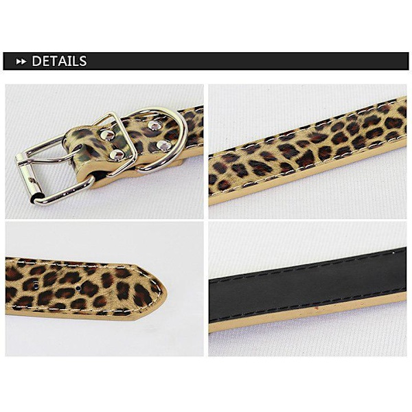 Hundhalsband Läderhalsband Leopard M 2.0 x 42 cm Gold M