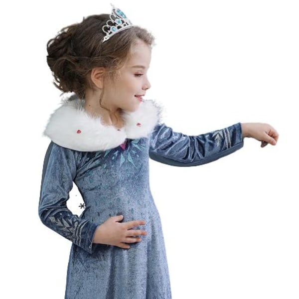 Vinter Frost Elsa och Anna Prinsessklänning Maskeraddräkt Barn Blue 110