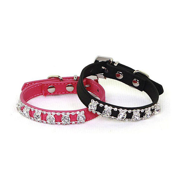 Hundhalsband dekorerad med stenar Pink M