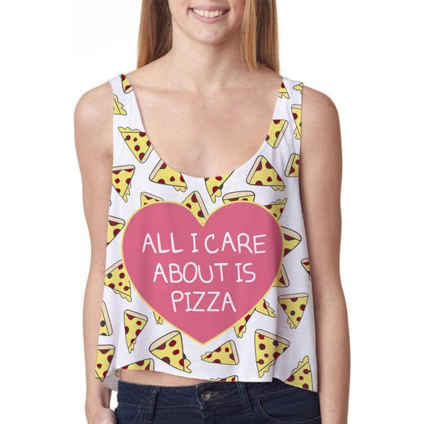 Allt jag bryr om är Pizza Crop Topp White L