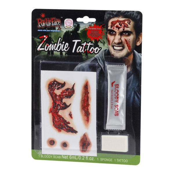 Zombie Sårtatueringar och Blod Köttsår Halloween Maskerad multifärg one size