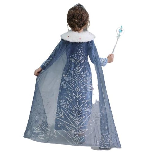 Winter Frost Elsa ja Anna Princess mekko Naamiaisasu Lapset Blue 110